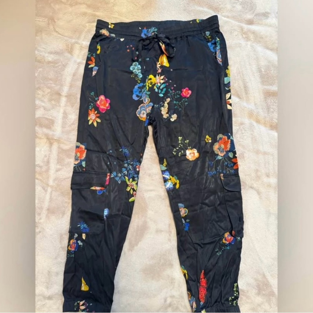 Johnny Was Black Floral Jogger Pants